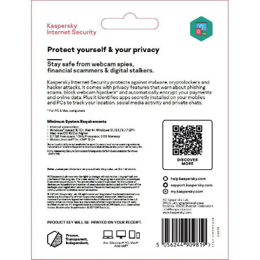 Kaspersky Internet Security English 4 Users مفتاح المنتج سنويًا (يتم تسليمه مباشرة إلى بريدك الإلكتروني) 